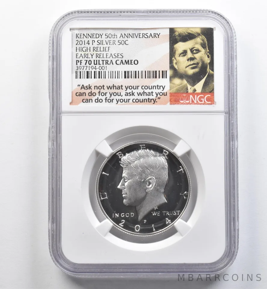 2014-P Kennedy Half Dollar High Relief Early Releases PF70 UCAM NGC *9080
