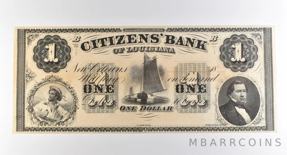1800s $1 New Orleans LA Citizens Bank Obsolete Note *3868