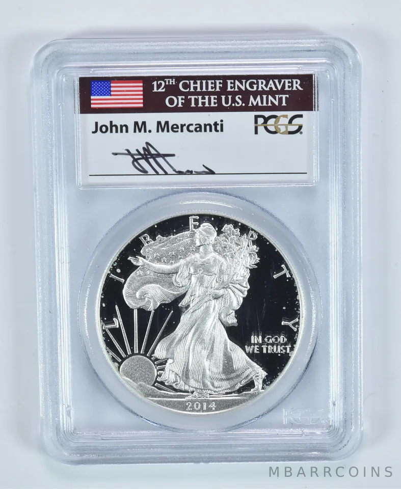 2014-W American Silver Eagle Mercanti Signed PR69 DCAM PCGS