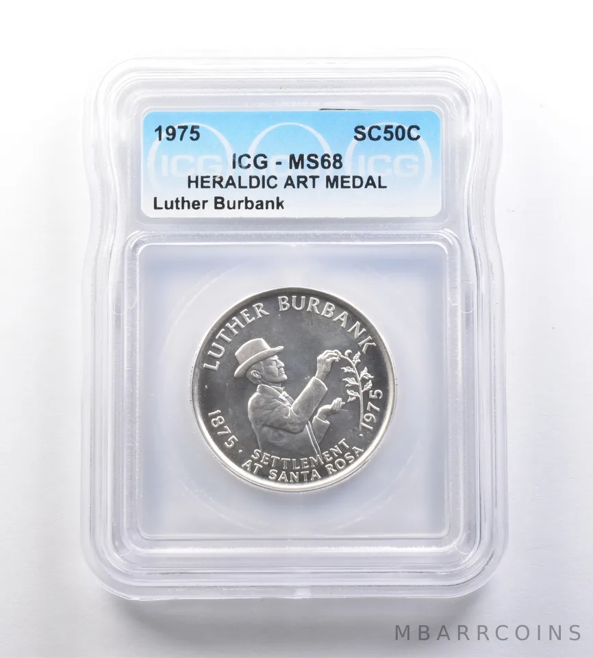 1975 So-Called Half Dollar Luther Burbank MS68 ICG a7209