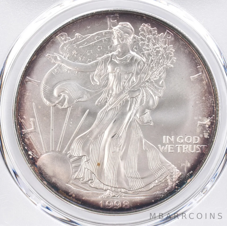 1998 American Silver Eagle MS65 PCGS Beautiful Tone *1447
