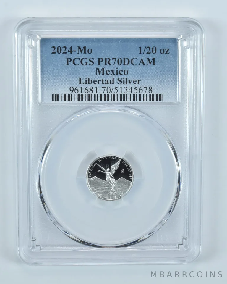 2024 Mo Mexico 1/20 Onza Silver Libertad PR70 DCAM PCGS Blue Label