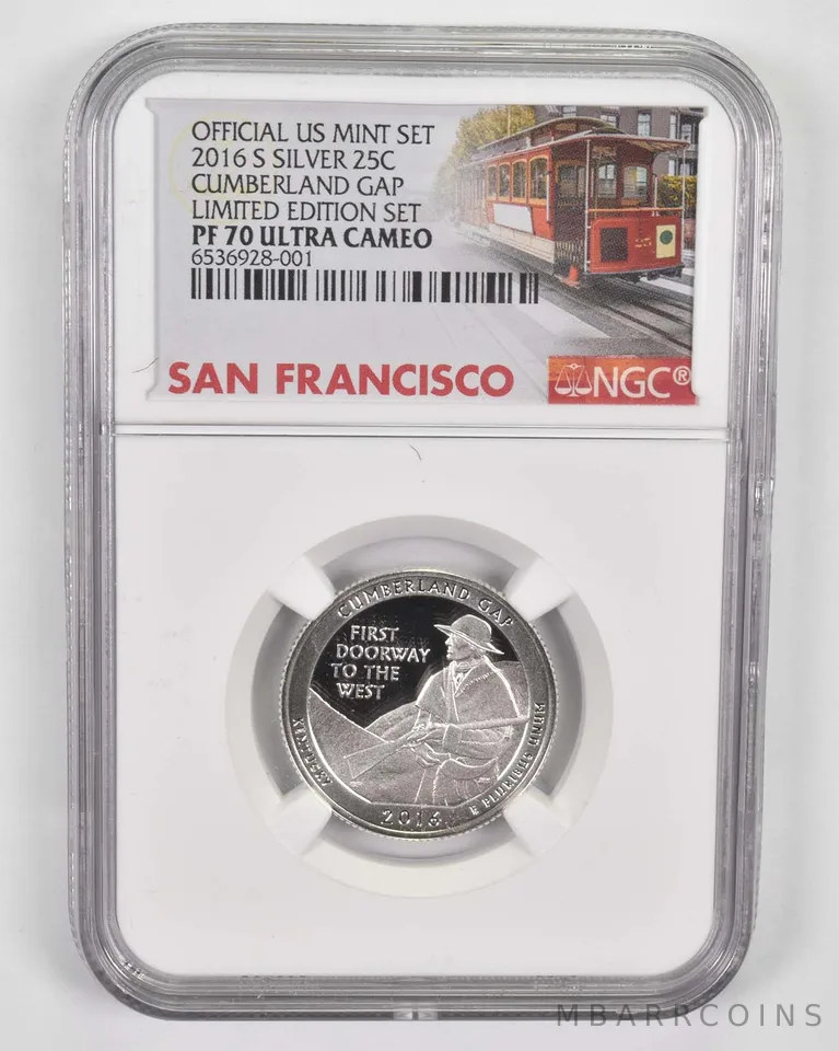 2016-S Silver PF70 Cumberland Gap Quarter NGC Limited Edition San Fran Lbl