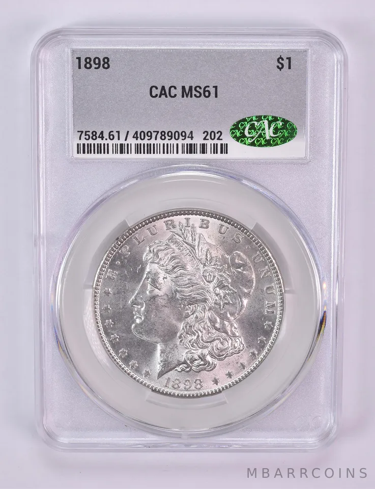 1898 Morgan Silver Dollar MS61 CAC CACg