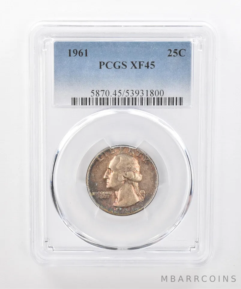 1961 Washington Quarter XF45 PCGS Beautiful Tone *1439
