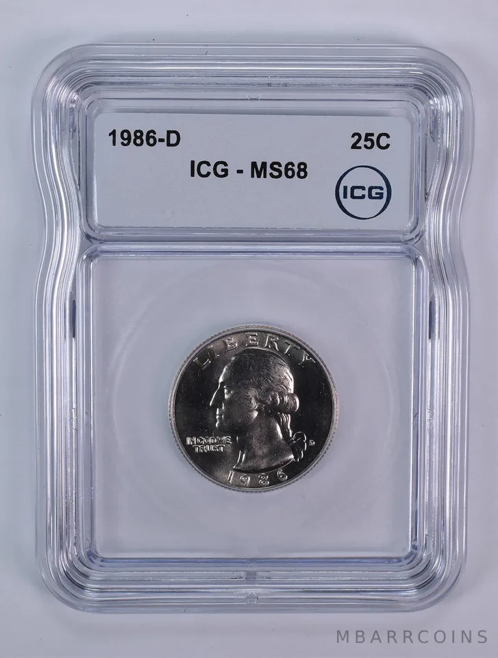 1986-D Washington Quarter MS68 ICG