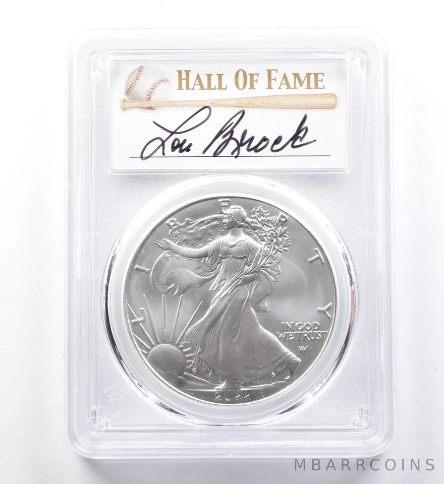 2022 American Silver Eagle Lou Brock FDOI MS70 PCGS *1239