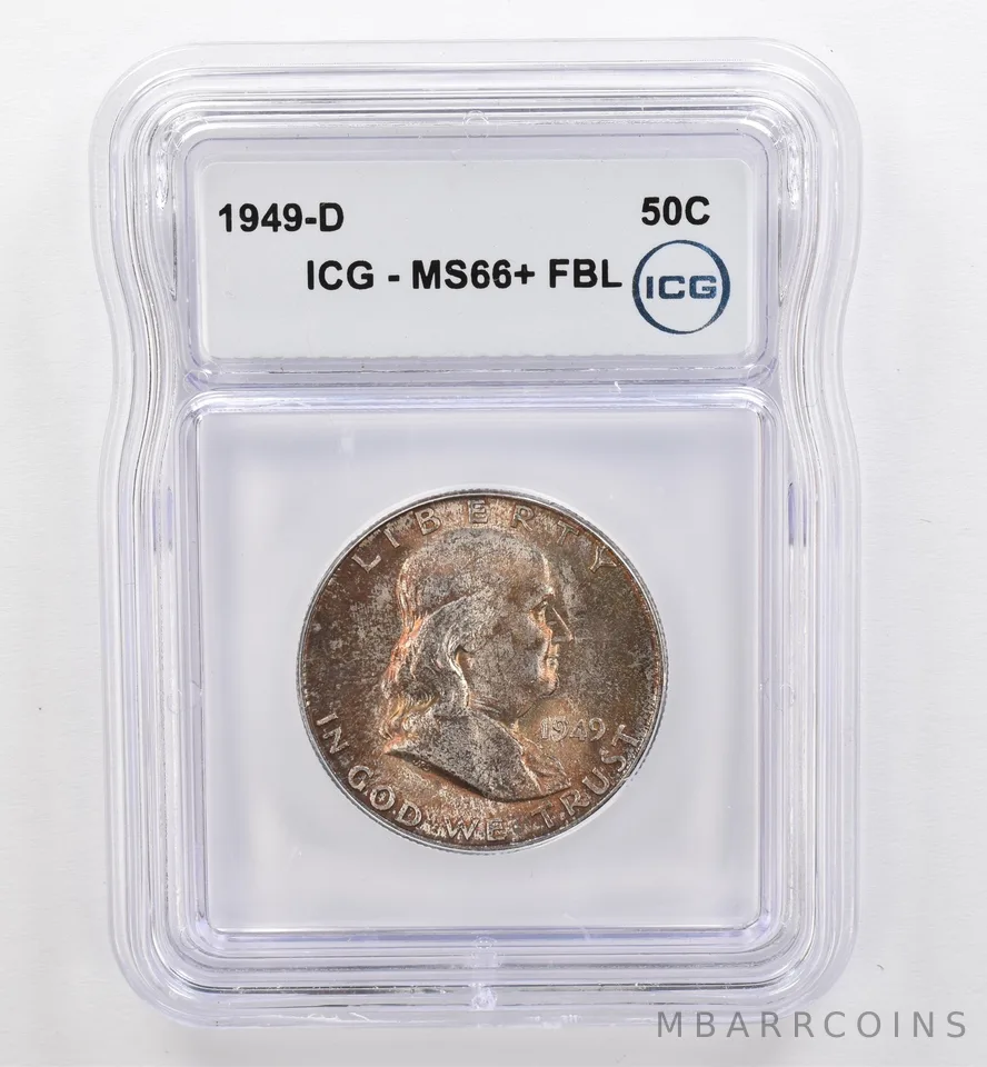 1949-D Franklin Half Dollar MS66+ FBL ICG Beautiful Tone *9461