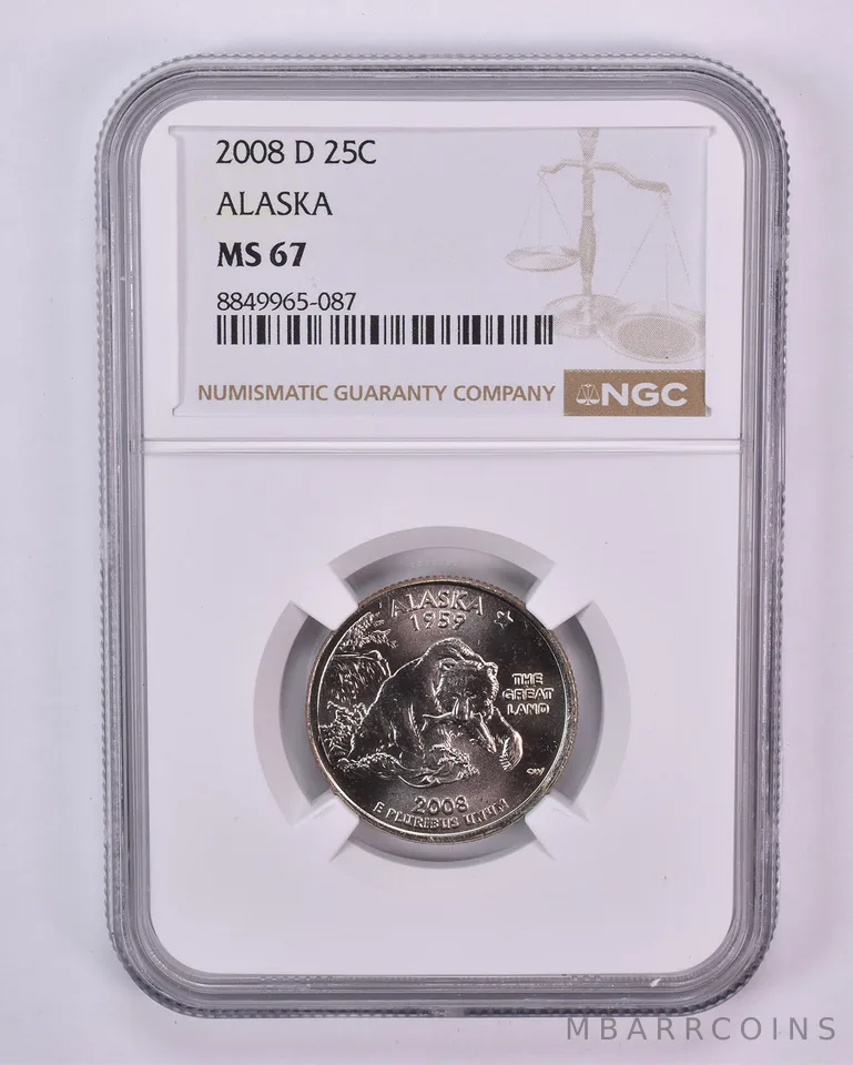 2008-D Washington State Quarter Alaska MS67 NGC Brown Label
