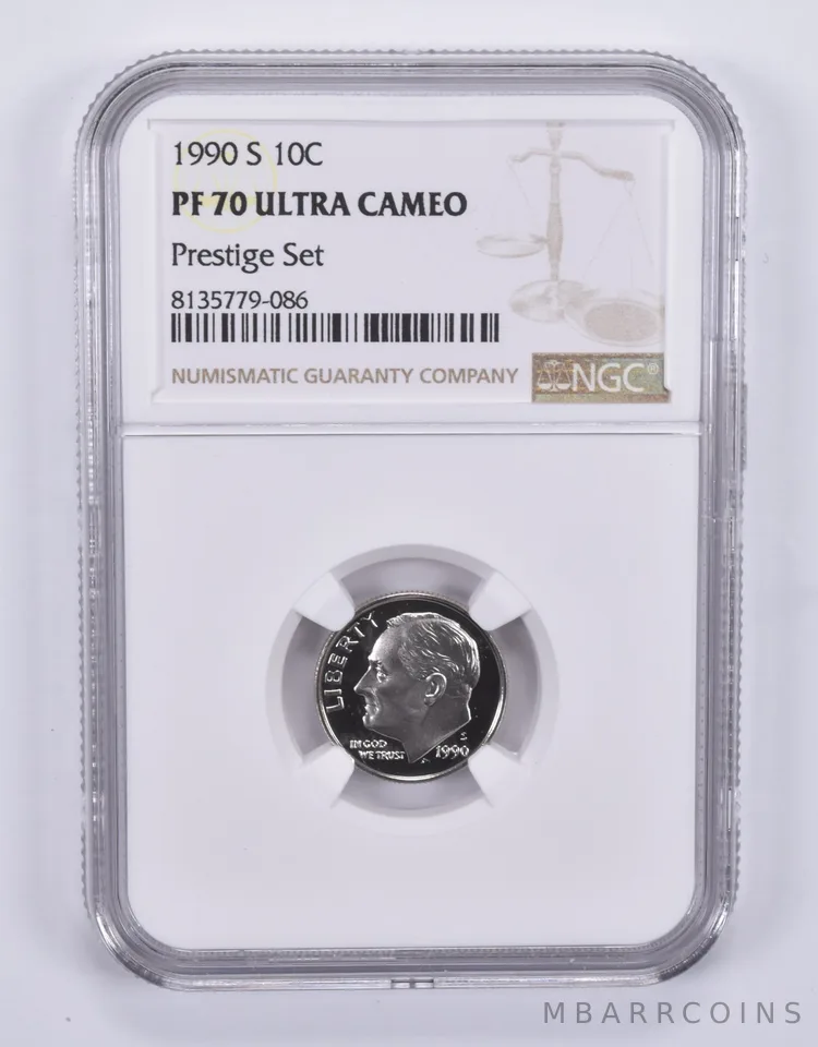 1990-S Roosevelt Dime Prestige Set PF70 UCAM NGC Brown Label