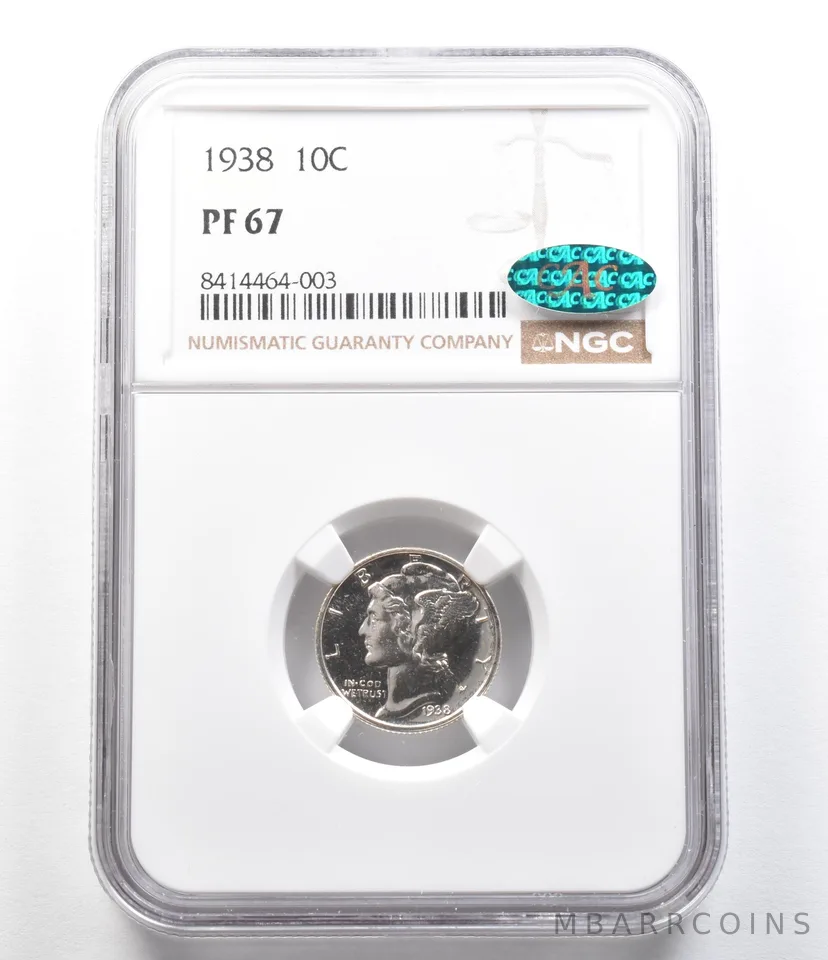 1938 Mercury Dime PF67 NGC CAC a6959