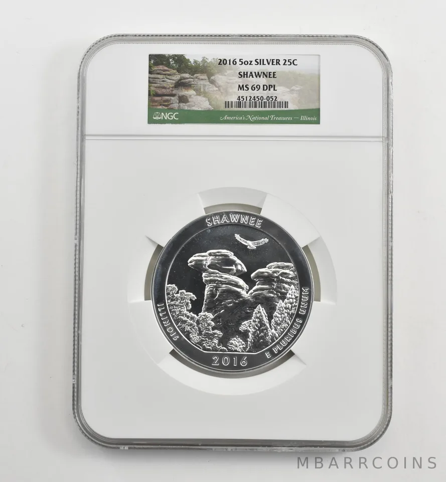 2016 5 Oz Silver Quarter America The Beautiful Shawnee MS69 DPL NGC *1686