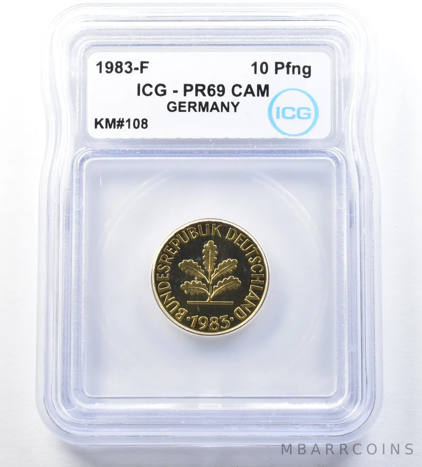 1983 F Germany 10 Pfennig KM#108 PR69 CAM ICG *8898