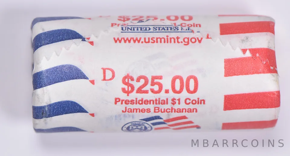 2010-D James Buchanan Presidential $1 Coin Roll $25 Unc US Mint BU
