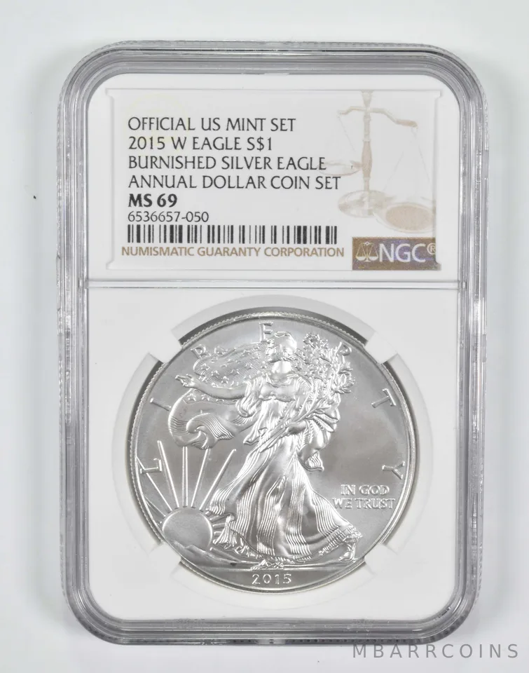2015-W Burnished Silver Eagle Annual Dollar Set MS69 NGC
