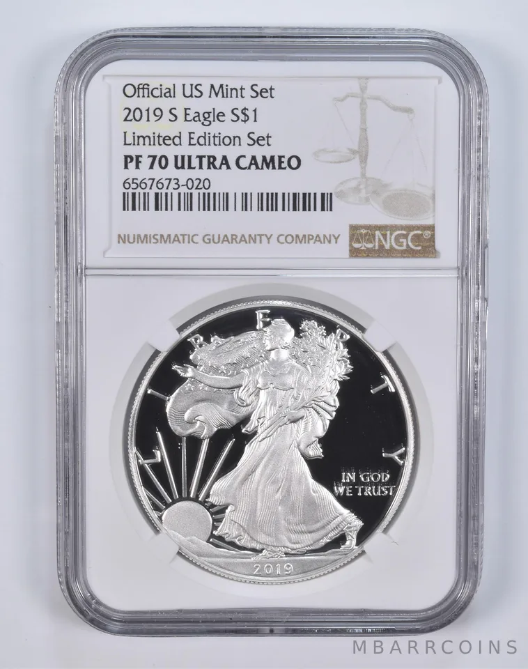 2019-S American Silver Eagle Limited Edition Set PF70 UCAM NGC Brown Label