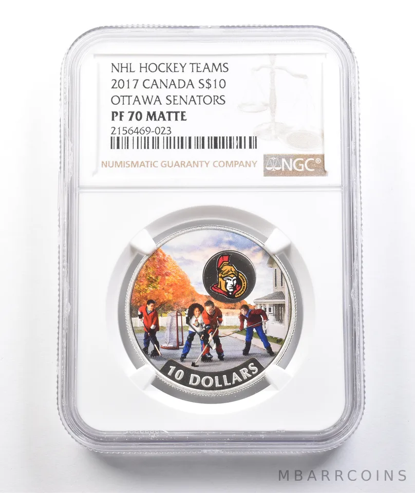 2017 Canada $10 Silver NHL Hockey Teams Ottawa Senators PF70 Matte NGC *3813