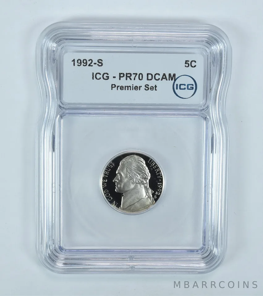 1992-S Jefferson Nickel Premier Set PR70 DCAM ICG