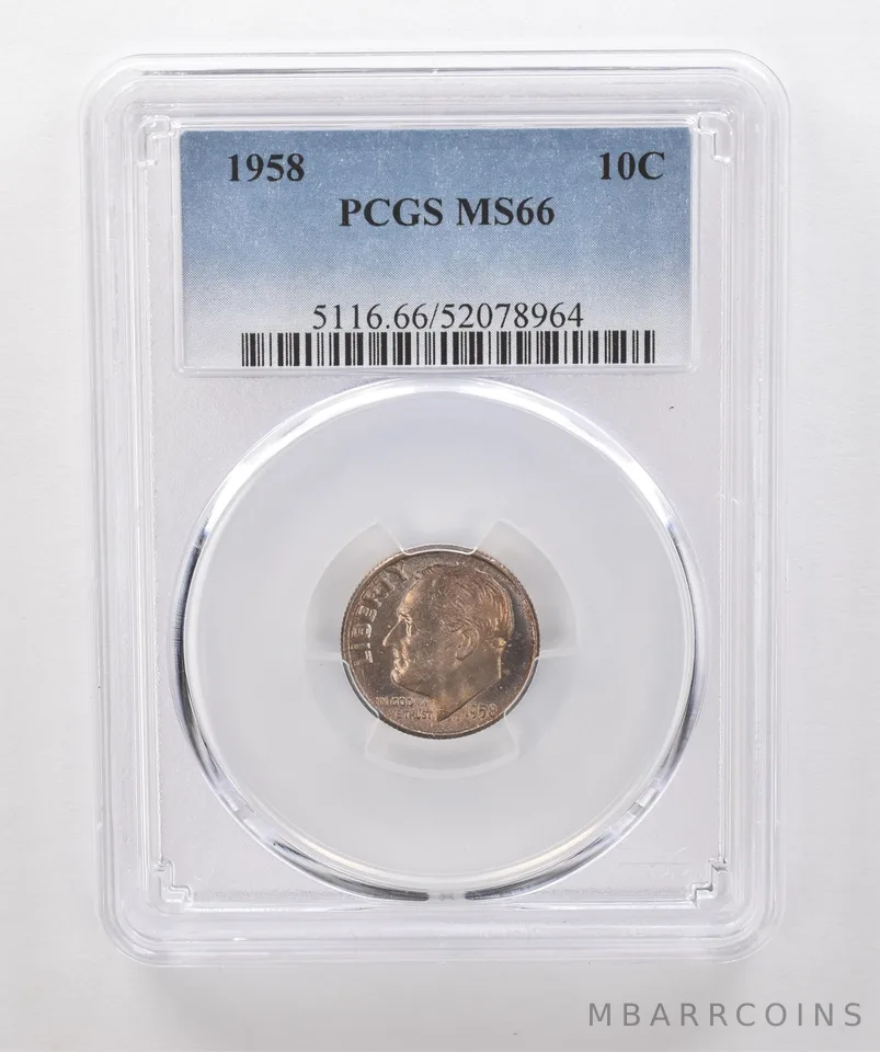 1958 Roosevelt Dime MS66 PCGS Beautiful Tone *1867
