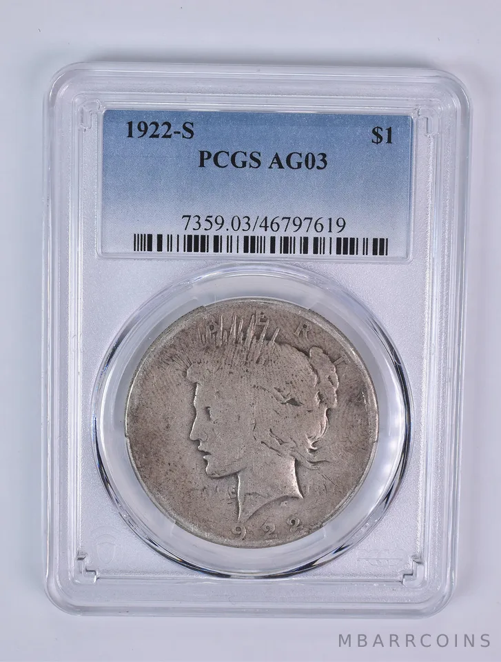 1922-S Peace Silver Dollar AG3 PCGS Lowball