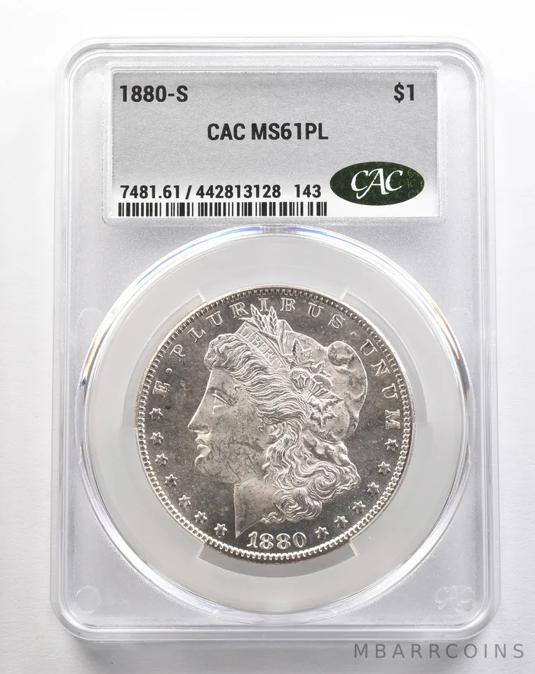 1880-S Morgan Silver Dollar MS61 PL CAC CACg *4359
