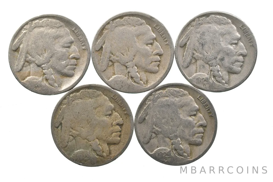 BETTER Lot 1928-S 1928-S 1929-S 1929-D 1929-D Buffalo Nickel Collection *135