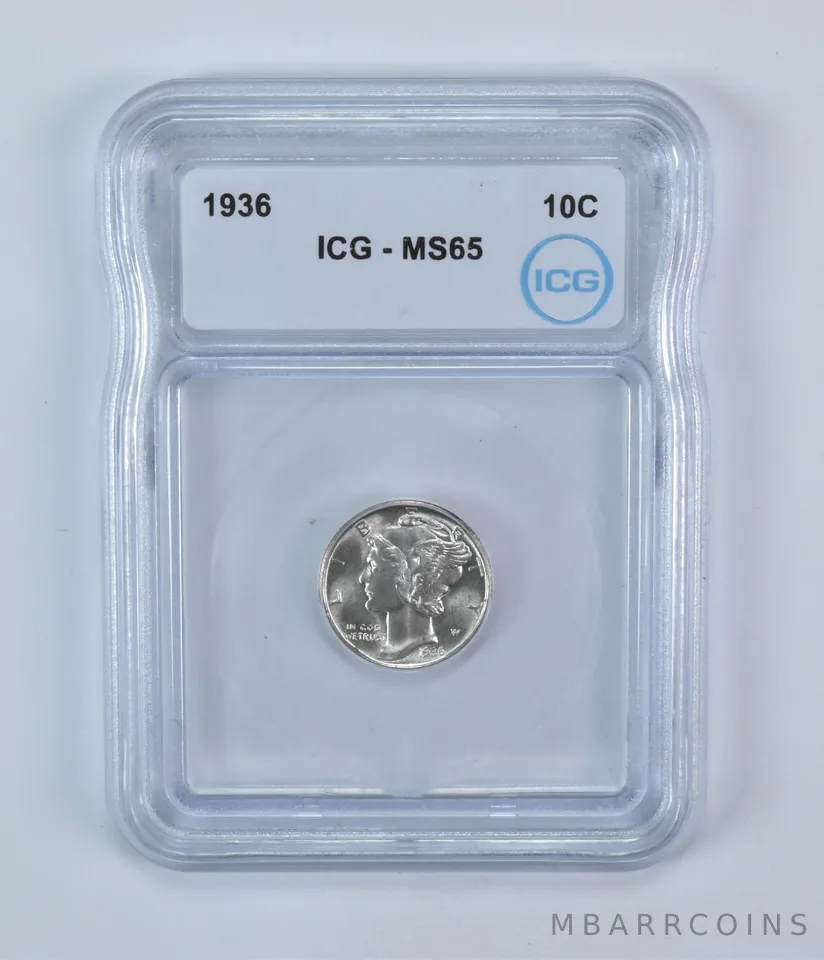 1936 Mercury Dime MS65 ICG