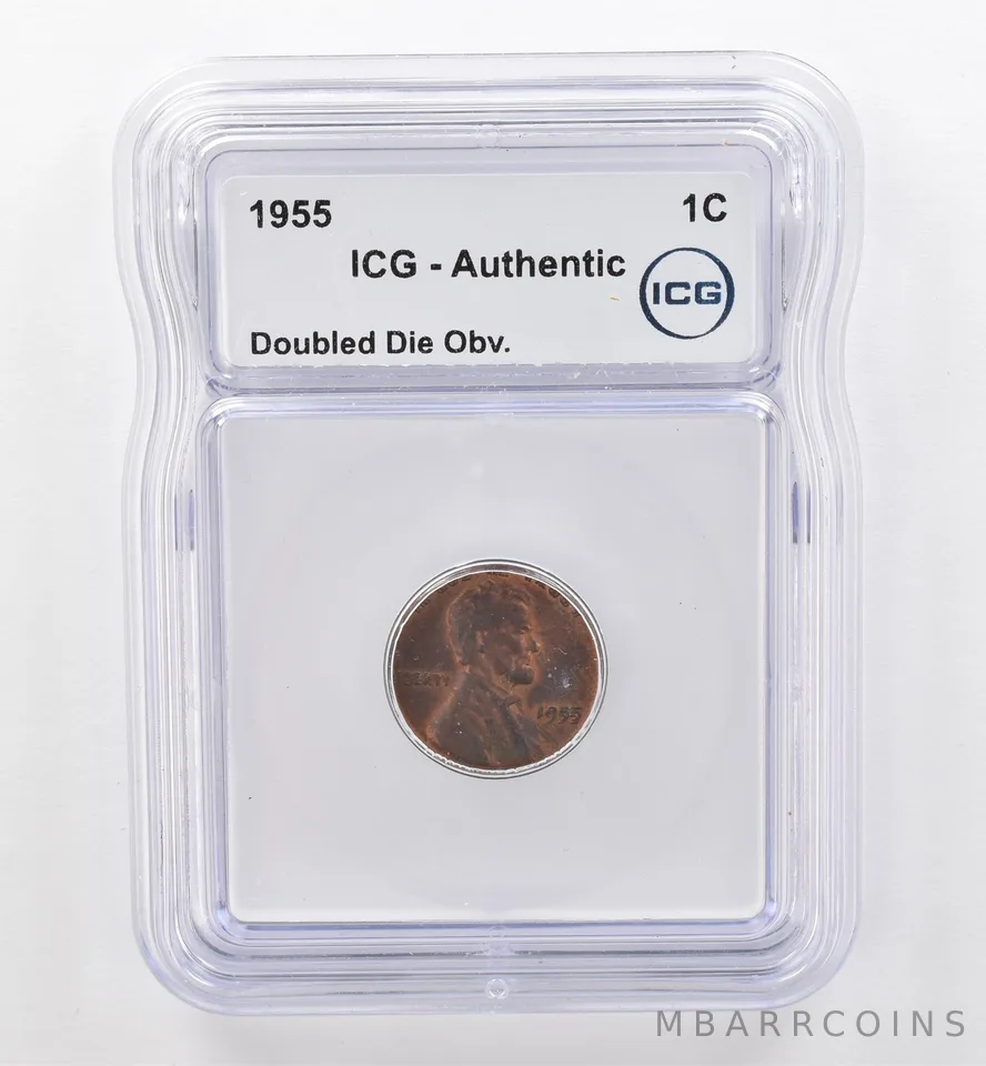 1955 Lincoln Wheat Cent Doubled Die Obverse Authentic ICG Beautiful Tone *6578