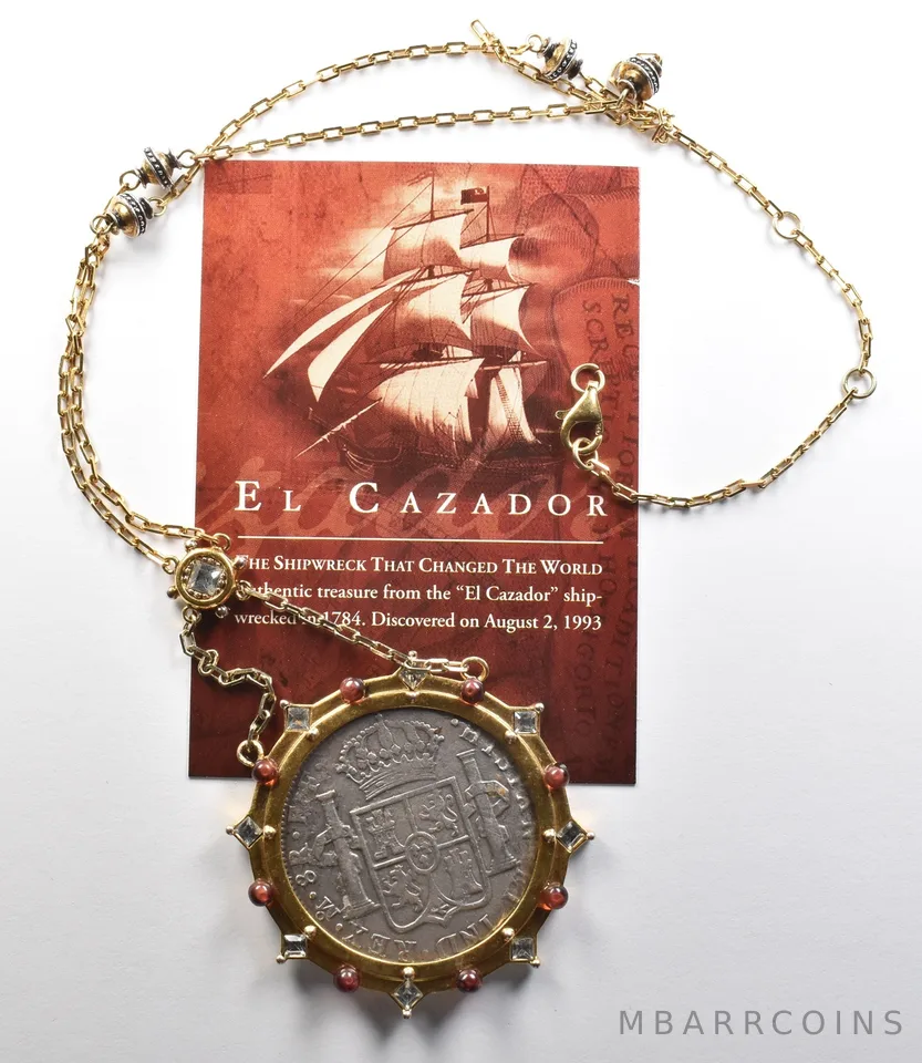 1783 Mo Mexico 8 Reales Necklace El Cazador Real Pirate Treasure *4745