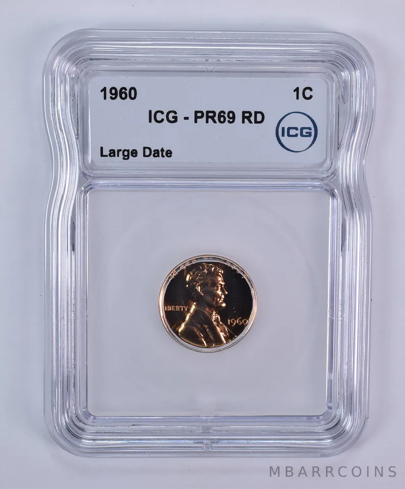 1960 Lincoln Memorial Cent Large Date PR69 RD ICG