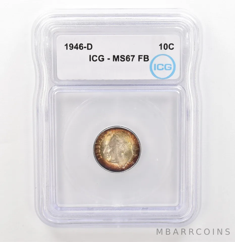 1946-D Roosevelt Dime MS67 FB ICG Beautiful Tone a3926