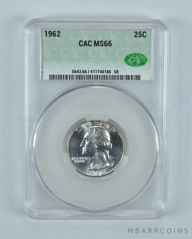 1962 Washington Quarter MS66 CAC CACg