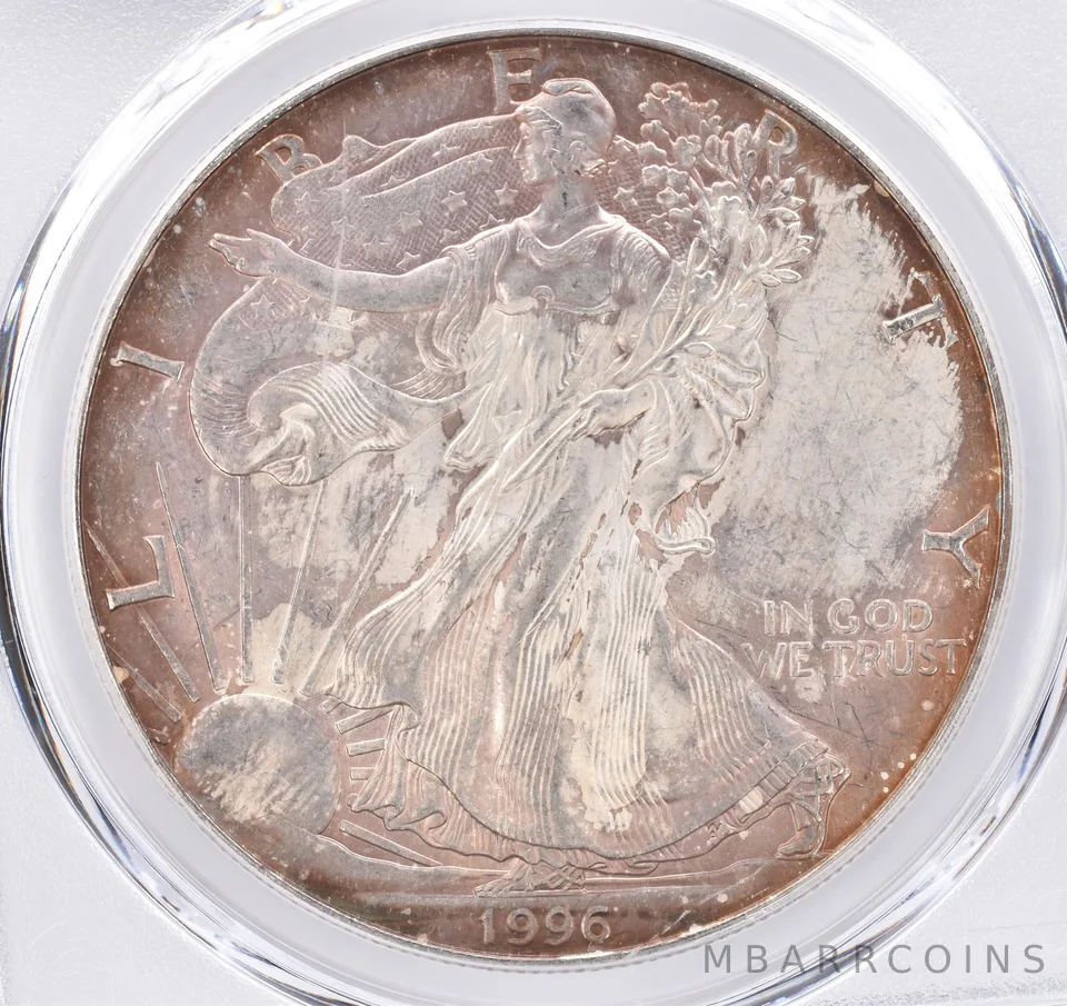1996 American Silver Eagle AU55 PCGS Beautiful Tone *1525