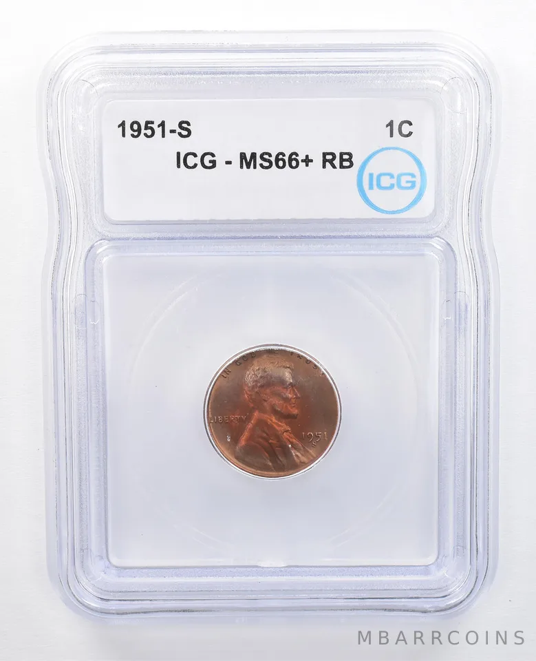 1951-S Lincoln Wheat Cent MS66+ RB ICG Beautiful Red Tone *7622