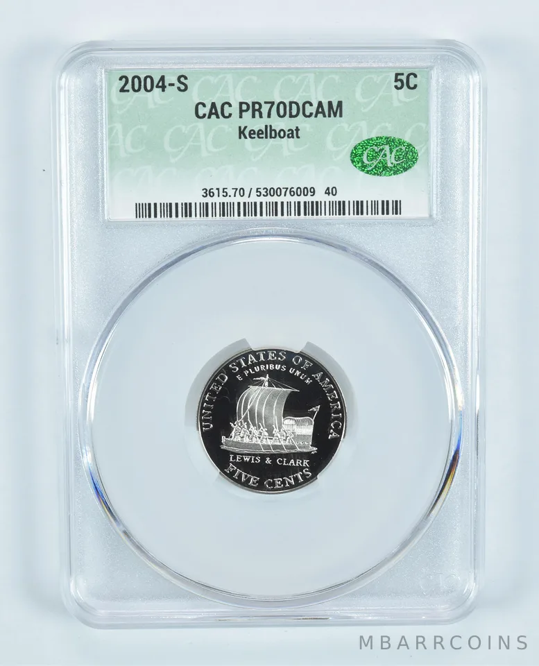 2004-S Jefferson Nickel Keelboat PR70 DCAM CAC CACg