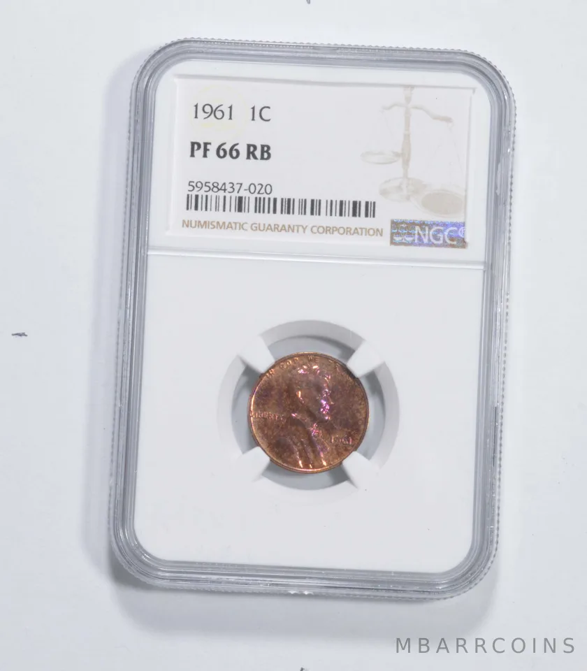 PF66 RB 1961 Lincoln Memorial Cent - Graded NGC Glowing Neon *6943