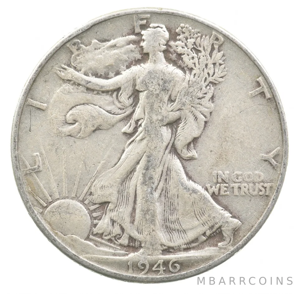1946 Walking Liberty Half Dollar DDR Double Die Reverse *3214