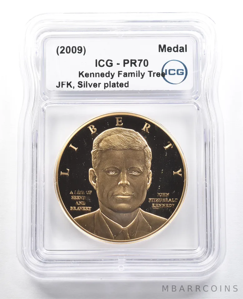 (2009) Medal JFK Kennedy Family Tree Silver Plated PR70 ICG *4915
