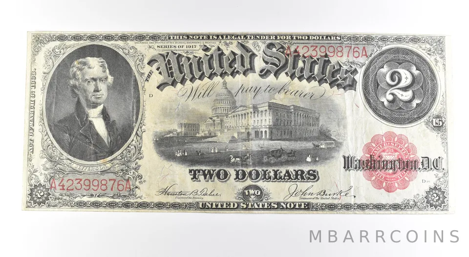 1917 $2 Legal Tender Large Note Red Seal *2661