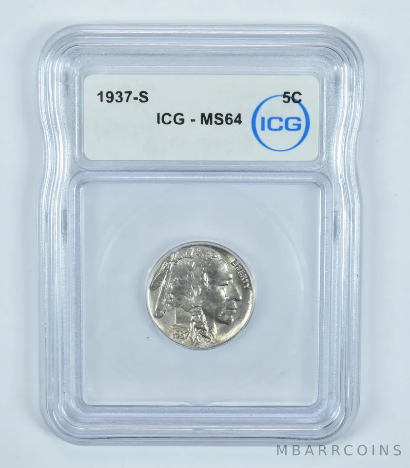 1937-S Indian Head Buffalo Nickel MS64 ICG