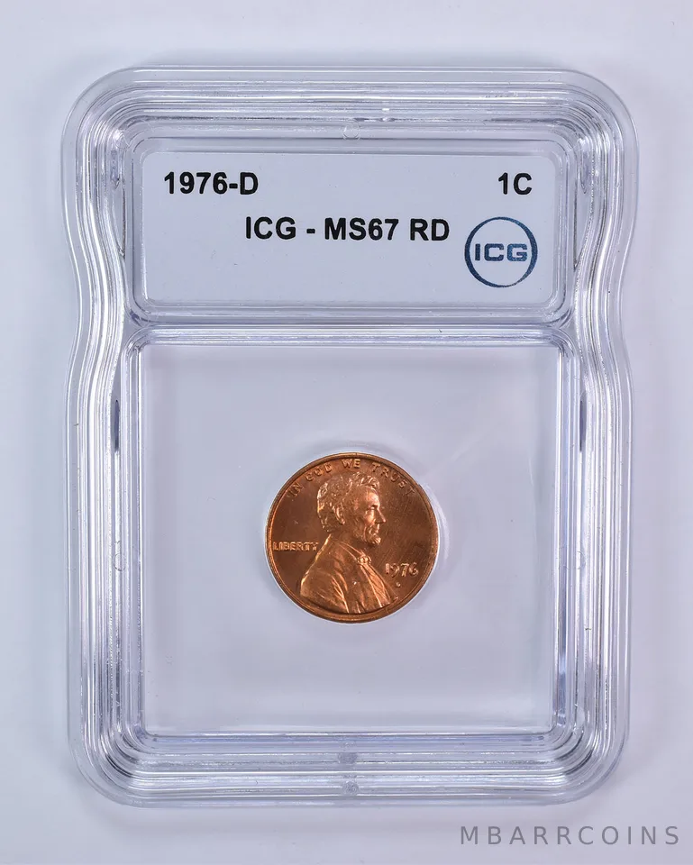 1976-D Lincoln Memorial Cent MS67 RD ICG