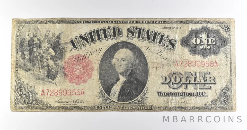 1917 $1 Legal Tender Large Note Red Seal *4556