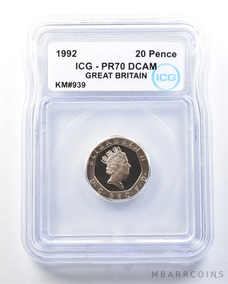 1992 Great Britain 20 Pence KM#939 PR70 DCAM ICG *8965
