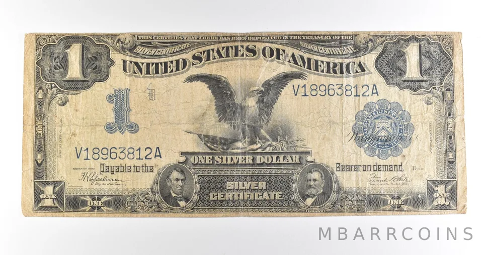 1899 $1 Silver Certificate Black Eagle Blue Seal Large Note *4525
