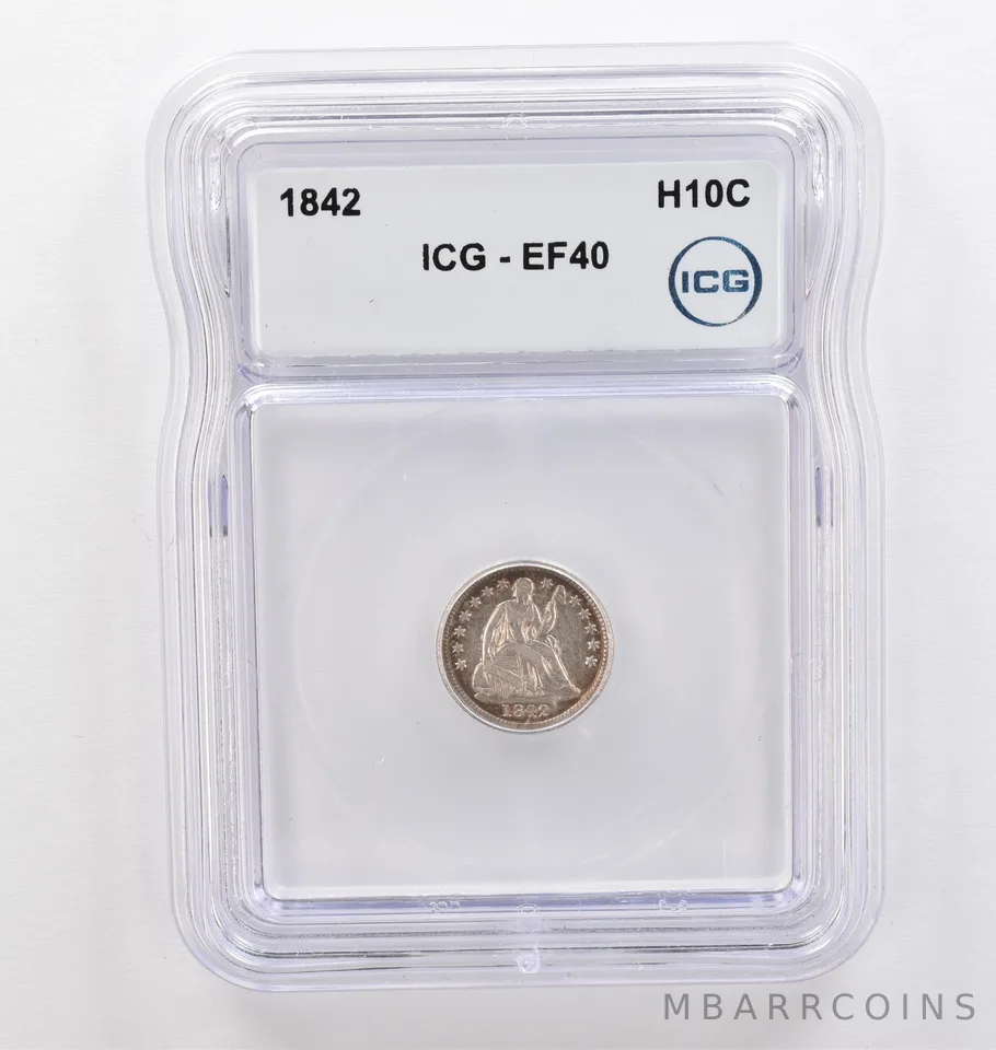 1842 Seated Liberty Half Dime EF40 ICG Beautiful Tone *9355