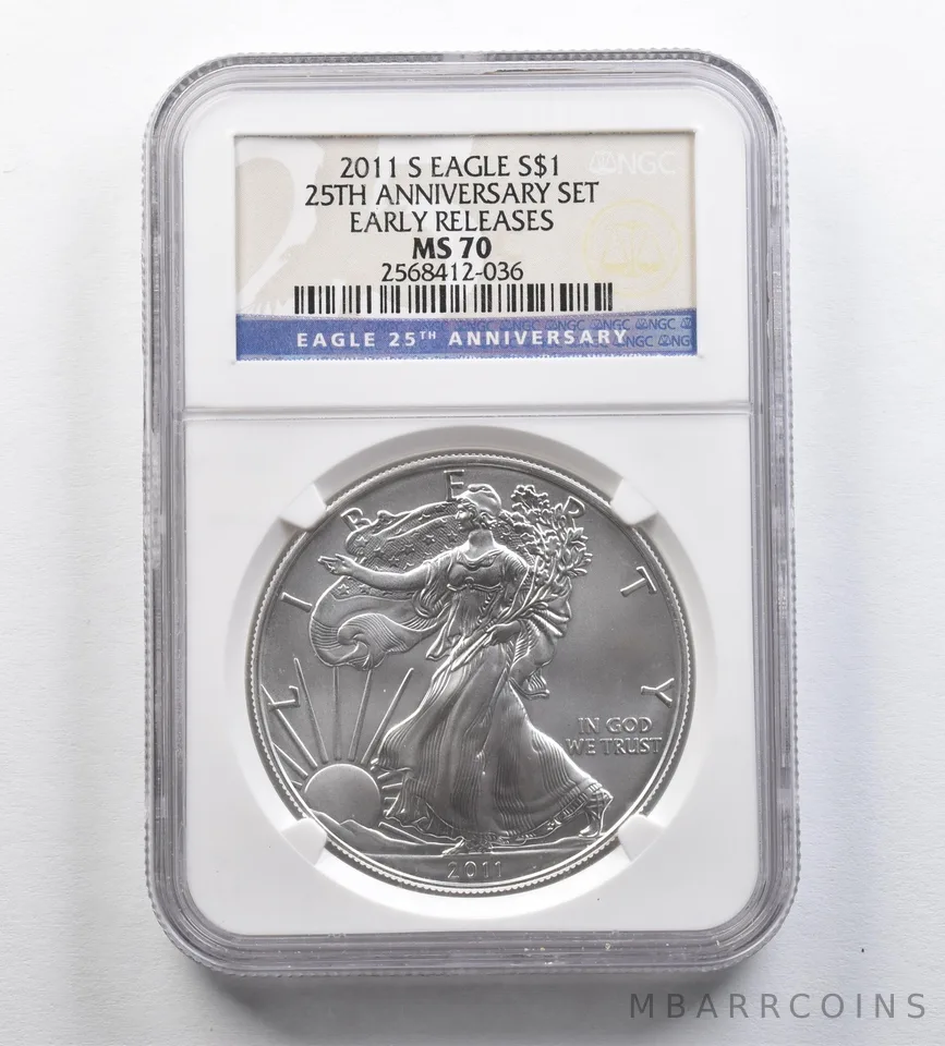 2011-S American Silver Eagle 25th Anniversary Set Early Release MS70 NGC *0611