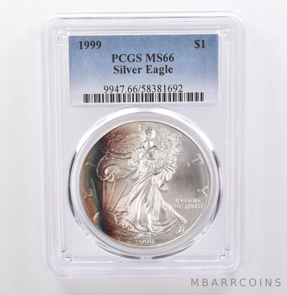 1999 American Silver Eagle MS66 PCGS Beautiful Tone *9260