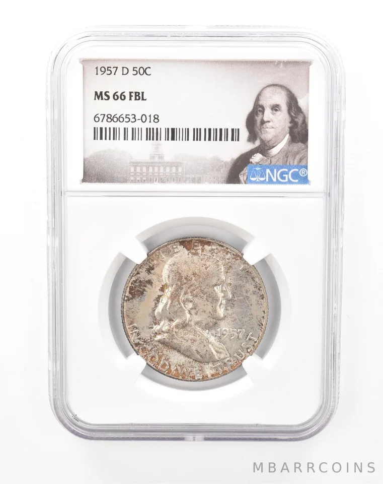 1957-D Franklin Half Dollar MS66 FBL NGC Beautiful Mint Set Tone *6767