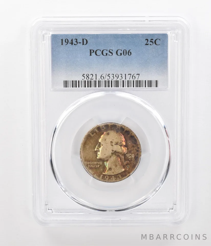 1943-D Washington Quarter G06 PCGS Beautiful Tone *1094