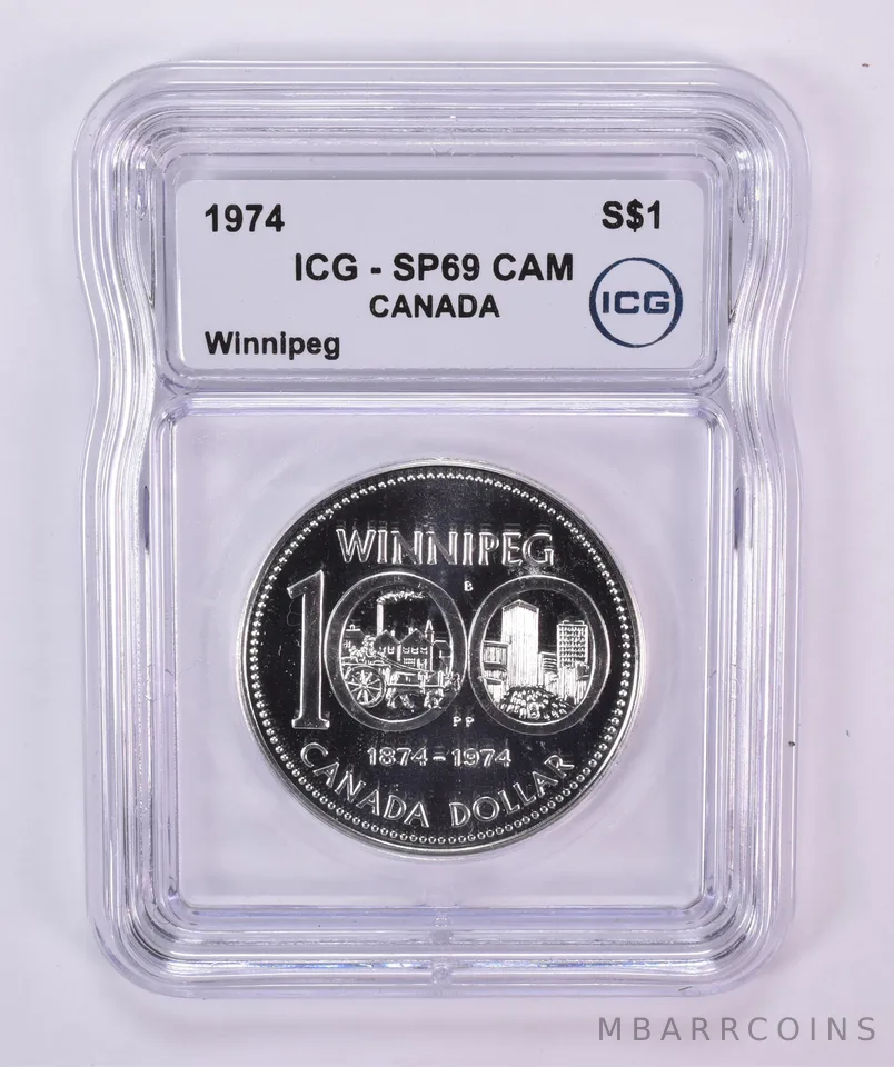 1974 Canada 1 Dollar Silver Winnipeg SP69 CAM ICG